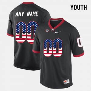#00 Georgia Bulldogs US Flag Fashion For Kids Custom Jerseys - Black