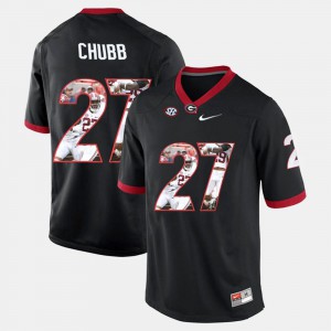 #27 Nick Chubb Georgia Bulldogs Player Pictorial For Men's Jersey - Black