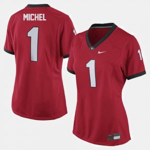 #1 Sony Michel Georgia Bulldogs College Football For Women's Jersey - Red