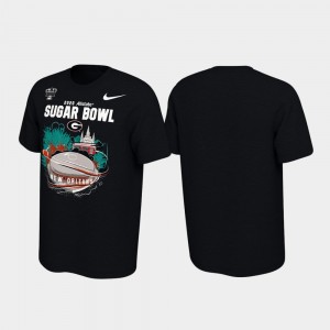 Georgia Bulldogs Illustrations 2020 Sugar Bowl Bound Mens T-Shirt - Black