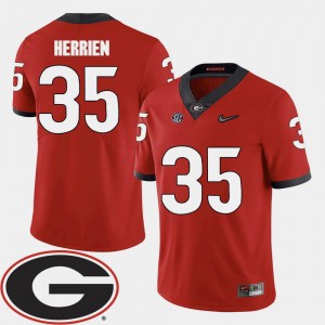 #35 Brian Herrien Georgia Bulldogs 2018 SEC Patch College Football For Men's Jersey - Red