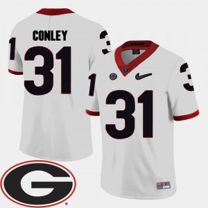 #31 Chris Conley Georgia Bulldogs College Football Men 2018 SEC Patch Jersey - White