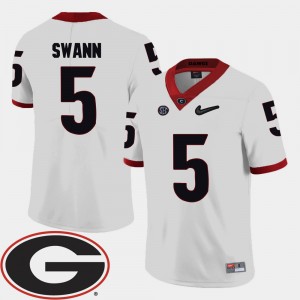 #5 Damian Swann Georgia Bulldogs For Men's College Football 2018 SEC Patch Jersey - White