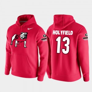 #13 Elijah Holyfield Georgia Bulldogs College Football Pullover Vault Logo Club Mens Hoodie - Red