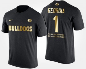 #1 Georgia Bulldogs Gold Limited No.1 Short Sleeve With Message For Men T-Shirt - Black