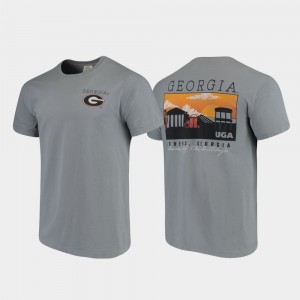 Georgia Bulldogs Campus Scenery For Men's Comfort Colors T-Shirt - Gray