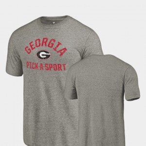 Georgia Bulldogs Tri-Blend Distressed Pick-A-Sport Men T-Shirt - Gray