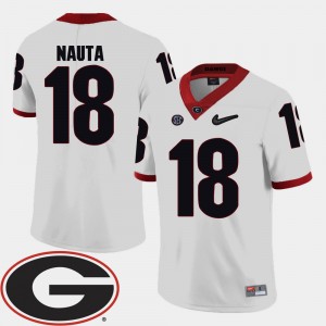 #18 Isaac Nauta Georgia Bulldogs For Men 2018 SEC Patch College Football Jersey - White