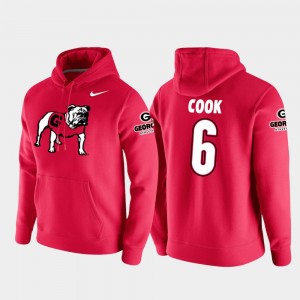 #6 James Cook Georgia Bulldogs Vault Logo Club For Men College Football Pullover Hoodie - Red