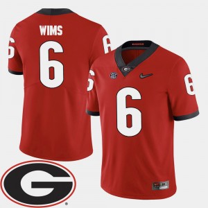 #6 Javon Wims Georgia Bulldogs 2018 SEC Patch College Football Men's Jersey - Red