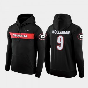 #9 Jeremiah Holloman Georgia Bulldogs Sideline Seismic Men's Football Performance Hoodie - Black