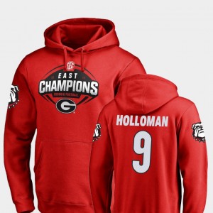 #9 Jeremiah Holloman Georgia Bulldogs For Men Football 2018 SEC East Division Champions Hoodie - Red