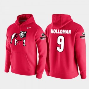 #9 Jeremiah Holloman Georgia Bulldogs College Football Pullover Vault Logo Club Men's Hoodie - Red