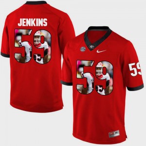 #59 Jordan Jenkins Georgia Bulldogs Men's Pictorial Fashion Jersey - Red