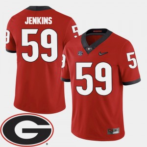 #59 Jordan Jenkins Georgia Bulldogs College Football For Men's 2018 SEC Patch Jersey - Red