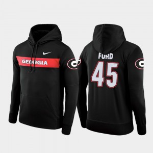 #45 Luke Ford Georgia Bulldogs Sideline Seismic For Men Football Performance Hoodie - Black