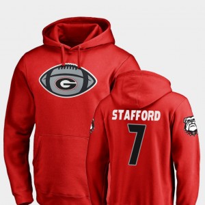 #7 Matthew Stafford Georgia Bulldogs Mens Football Game Ball Hoodie - Red