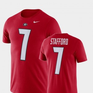 #7 Matthew Stafford Georgia Bulldogs Football Performance Men T-Shirt - Red