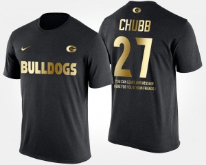 #27 Nick Chubb Georgia Bulldogs Short Sleeve With Message Gold Limited Men's T-Shirt - Black