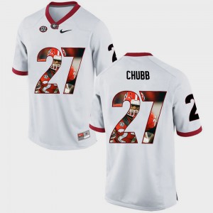 #27 Nick Chubb Georgia Bulldogs Pictorial Fashion Mens Jersey - White
