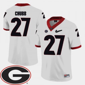 #27 Nick Chubb Georgia Bulldogs For Men's College Football 2018 SEC Patch Jersey - White