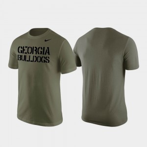 Georgia Bulldogs Stencil Wordmark For Men's T-Shirt - Olive