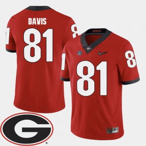 #81 Reggie Davis Georgia Bulldogs College Football 2018 SEC Patch Men Jersey - Red