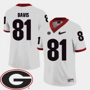 #81 Reggie Davis Georgia Bulldogs For Men's 2018 SEC Patch College Football Jersey - White