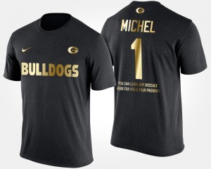 #1 Sony Michel Georgia Bulldogs Short Sleeve With Message Gold Limited Men's T-Shirt - Black