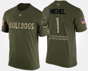 #1 Sony Michel Georgia Bulldogs Men Short Sleeve With Message Military T-Shirt - Camo
