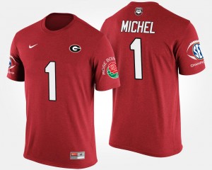 #1 Sony Michel Georgia Bulldogs For Men's Bowl Game Southeastern Conference Rose Bowl T-Shirt - Red