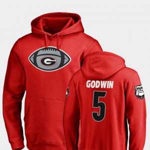 #5 Terry Godwin Georgia Bulldogs For Men's Game Ball Football Hoodie - Red
