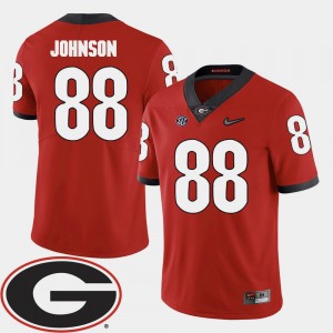 #88 Toby Johnson Georgia Bulldogs For Men 2018 SEC Patch College Football Jersey - Red