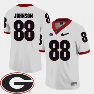 #88 Toby Johnson Georgia Bulldogs Mens College Football 2018 SEC Patch Jersey - White