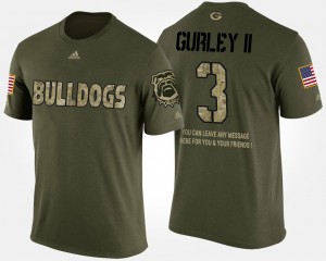 #3 Todd Gurley II Georgia Bulldogs Military Short Sleeve With Message Men T-Shirt - Camo