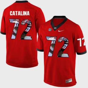 #72 Tyler Catalina Georgia Bulldogs Pictorial Fashion For Men's Jersey - Red