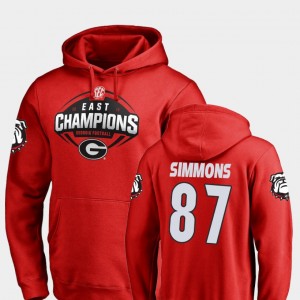 #87 Tyler Simmons Georgia Bulldogs For Men 2018 SEC East Division Champions Football Hoodie - Red