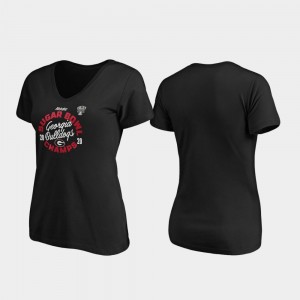 Georgia Bulldogs 2020 Sugar Bowl Champions Curl V-Neck Women T-Shirt - Black