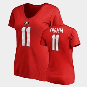 #11 Jake Fromm Georgia Bulldogs Name & Number V-Neck College Legends Womens T-Shirt - Red
