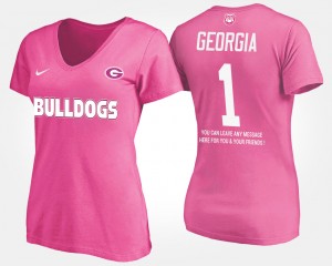 #1 Georgia Bulldogs Women No.1 Short Sleeve With Message T-Shirt - Pink