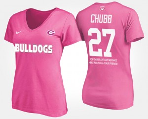 #27 Nick Chubb Georgia Bulldogs With Message Women T-Shirt - Pink