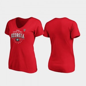Georgia Bulldogs For Women's Tackle V-Neck 2020 Sugar Bowl Bound T-Shirt - Red