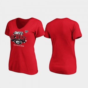 Georgia Bulldogs 2020 Sugar Bowl Champions Receiver V-Neck For Women T-Shirt - Red