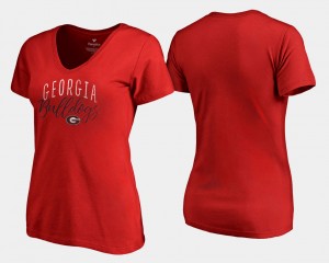 Georgia Bulldogs Graceful For Women's V-Neck T-Shirt - Red