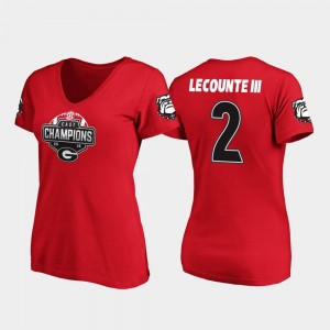 #2 Richard LeCounte III Georgia Bulldogs 2019 SEC East Football Division Champions For Women V-Neck T-Shirt - Red