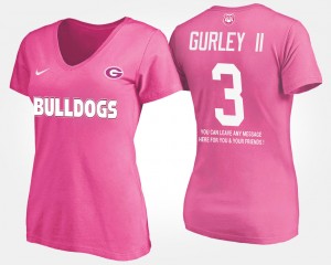 #3 Todd Gurley II Georgia Bulldogs With Message For Women T-Shirt - Pink