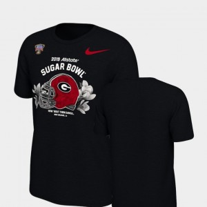 Georgia Bulldogs For Kids 2019 Sugar Bowl Bound Illustrated Helmet T-Shirt - Black